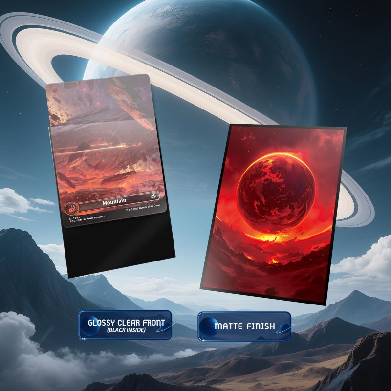 Kiiransr MTG Card Sleeves - Mountain - Planet Basic Lands Series - Ultra Clear Front & Matte Finish Back, 100 Count Standard Size Matte Art Sleeve for Magic The Gathering - Image 3