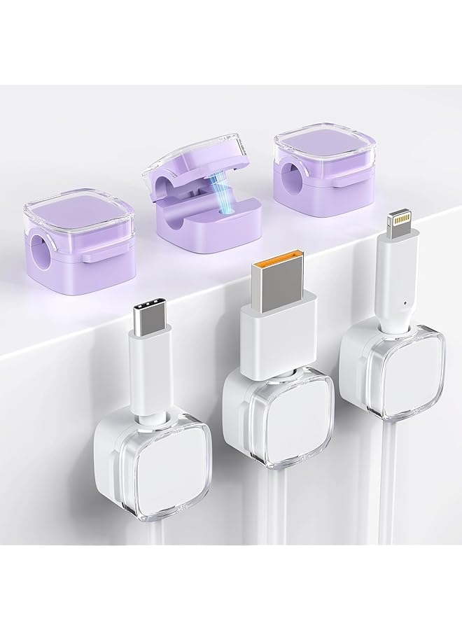 8 Pack Magnetic Cord Clips with 5pc Reusable Silicone Cable Ties, Cord Organizer Set for Desk, Home, Car