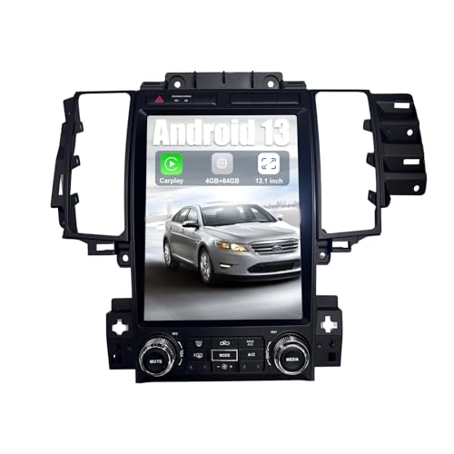 Vratzn Car Radio Stereo for Ford Taurus 2012-2014, 12.1 Inch Touch Screen Head Unit 4G RAM 64G ROM Bulit in Wireless CarPlay Android Auto Bluetooth/GPS/WiFi/SWC/FM - Image 1