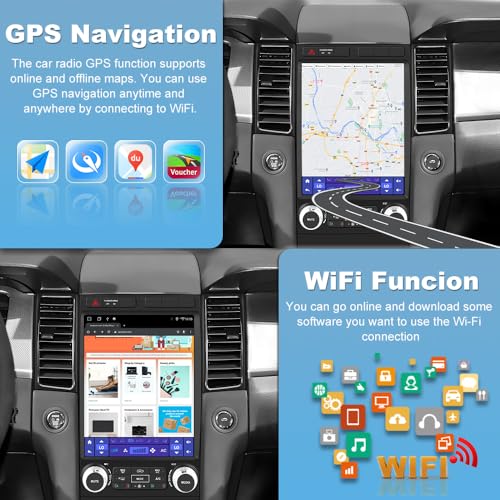 Vratzn Car Radio Stereo for Ford Taurus 2012-2014, 12.1 Inch Touch Screen Head Unit 4G RAM 64G ROM Bulit in Wireless CarPlay Android Auto Bluetooth/GPS/WiFi/SWC/FM - Image 5