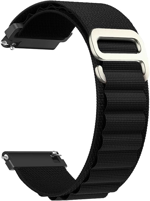 CERLINK 22mm Smart Watch Strap With Alpine Loop For Noise Colorfit Ultra/Oneplus 46mm/Samsung Galaxy Watch 3 45mm/Realme S/S Pro/ & With All 22mm Watches (Black) - Image 1