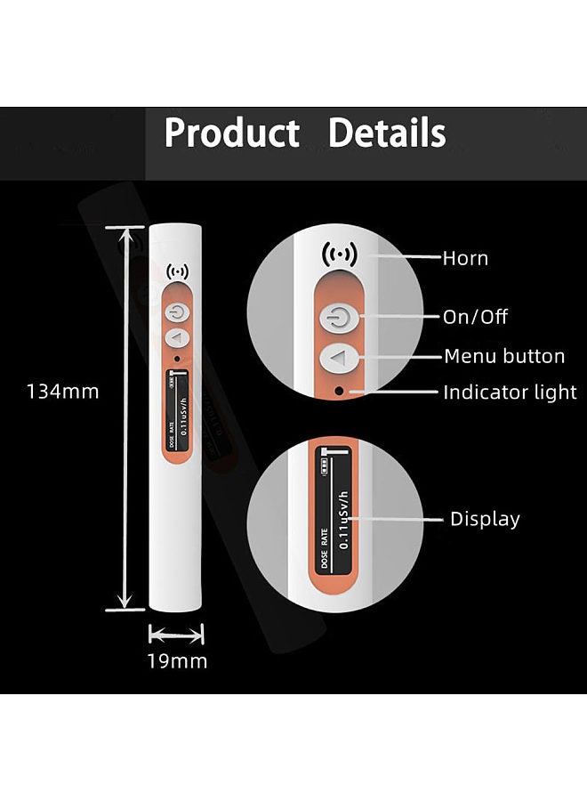 Handheld Portable Nuclear Radiation Detector Household Laboratory Multi-function Radioactive Geiger Counter Digital Backlit OLED Display β-Rays X-Rays γ-Rays Tester Orange  - Image 3