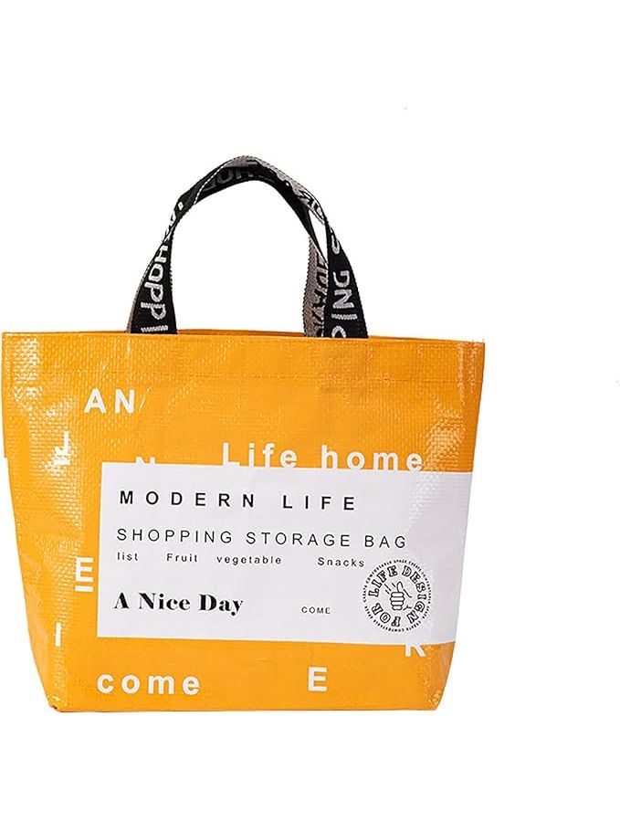 Kitchen Reusable Grocery Bags Foldable Shopping Tote Bags For Groceries Food Yellow - Image 1