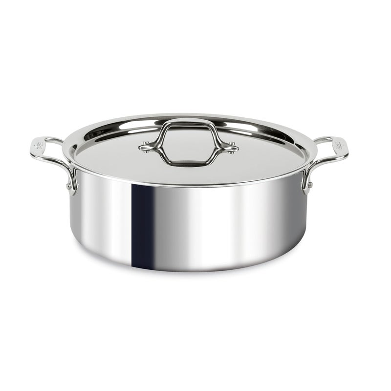 All-Clad AllClad D3 3Ply Stainless Steel Stockpot 6 Quart Induction Oven Broiler Safe 600F Pots and Pans Cookware Silver 