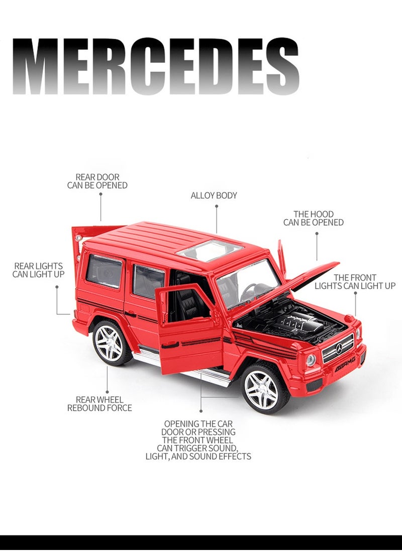 Mercedes-Benz 1/32 Scale Benz G65 Model Car for Adults Collectible,Pull Back Vehicles with Music and Light,Hood Can Be Opened Cars Red  - Image 3
