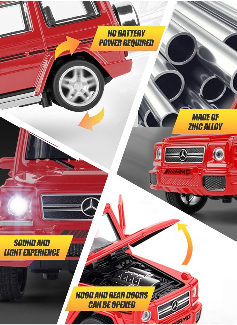 Mercedes-Benz 1/32 Scale Benz G65 Model Car for Adults Collectible,Pull Back Vehicles with Music and Light,Hood Can Be Opened Cars Red  - Image 4