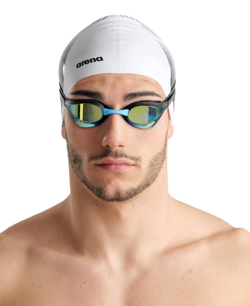 ARENA Unisex Cobra Core Racing Swim Goggles Pro Competitive Swimmers Men and Women Swipe Anti-Fog Coating Polycarbonate Hard Mirror Lens, Aqua/Black - Image 4