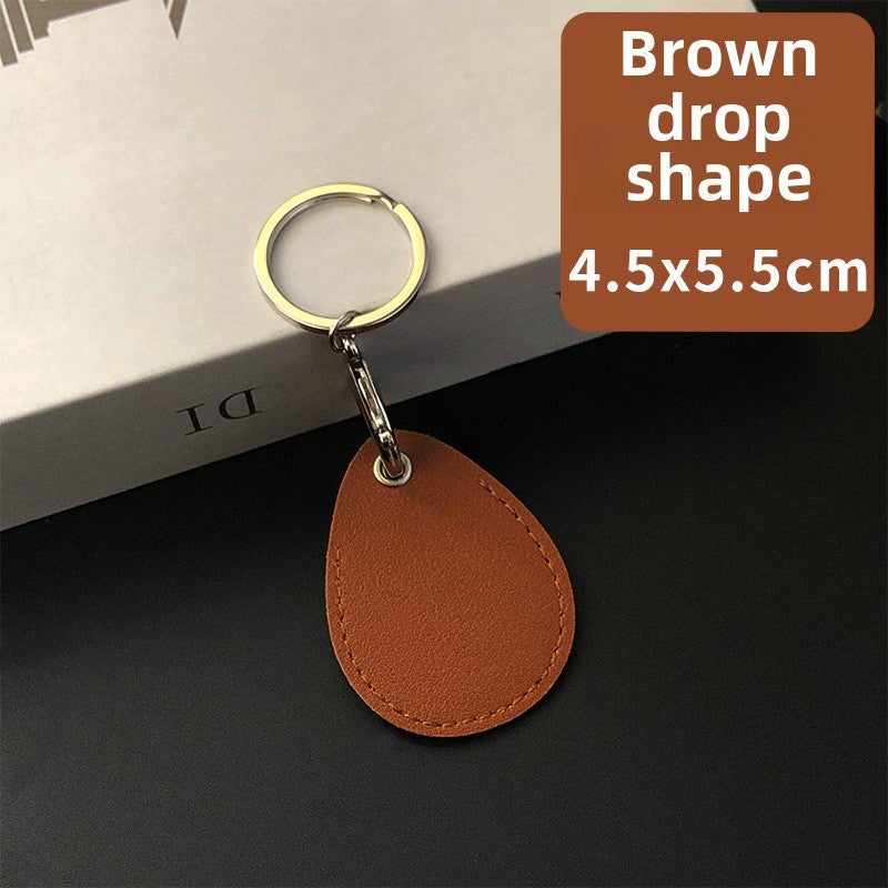 Rectangular PU Leather Keychain Card Holder Brown drop-shaped 