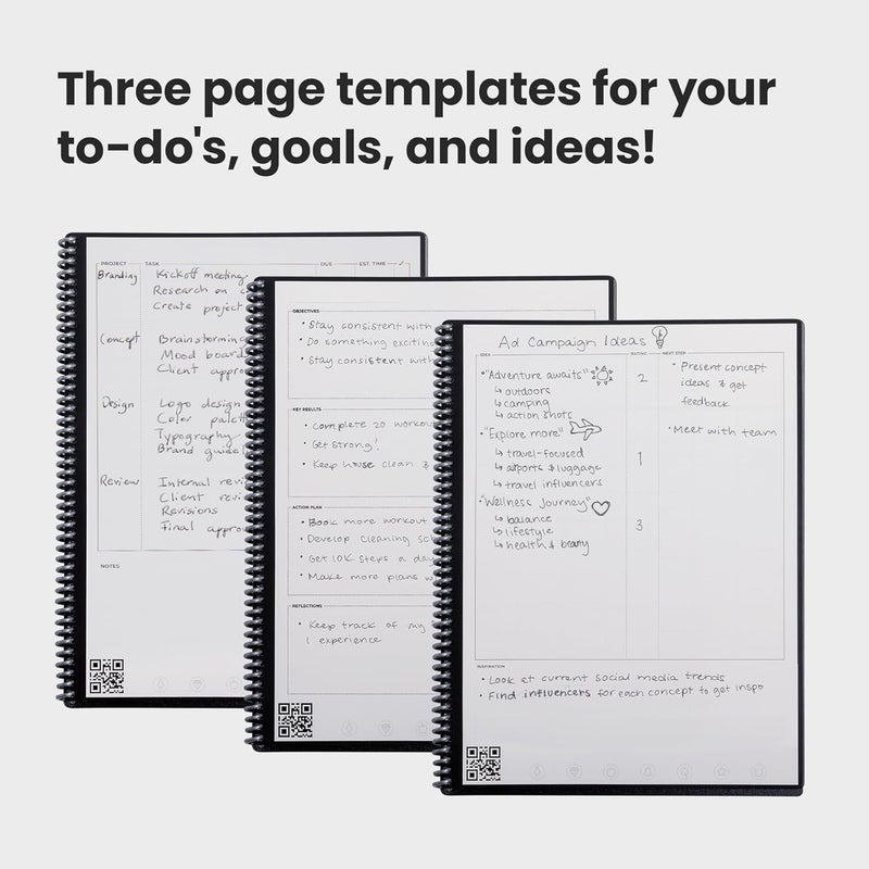 Rocketbook Fusion Smart Reusable Notebook - Calendar, To-Do Lists, and Note Template Pages with 1 Pilot Frixion Pen & 1 Microfiber Cloth Included - Neptune Teal Cover, Letter Size (21.6 cm x 28 cm) - Image 5
