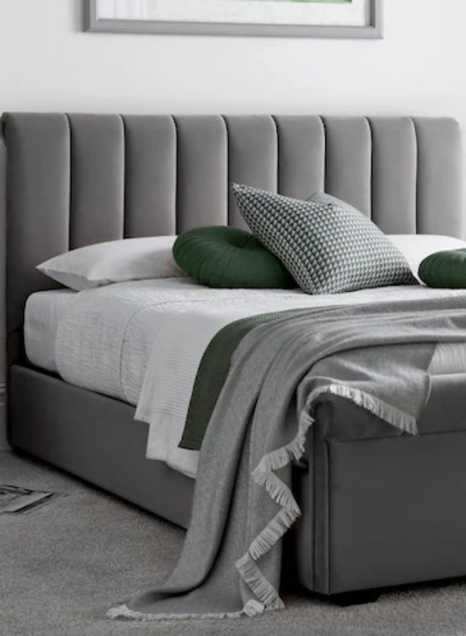 Bed and Mattress Home Gentle Breeze Upholstered Single Size ( Mattress Size 100 X 190 CM ) Grey Color Bed Size 204 W X 108 L CM ( Mattress Sold Separately )  - Image 2