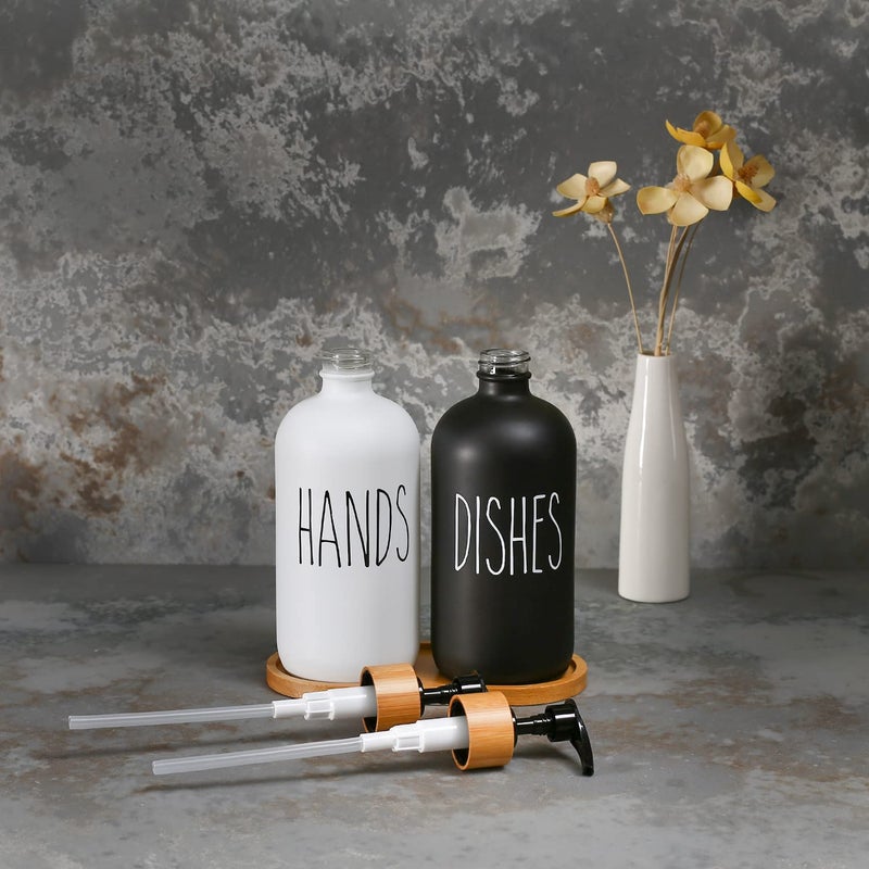 MOMEEMO Soap Dispenser Set, Contains Hand and Dish Soap Dispenser, Suitable for Kitchen Decor. (Black & White) - Image 4