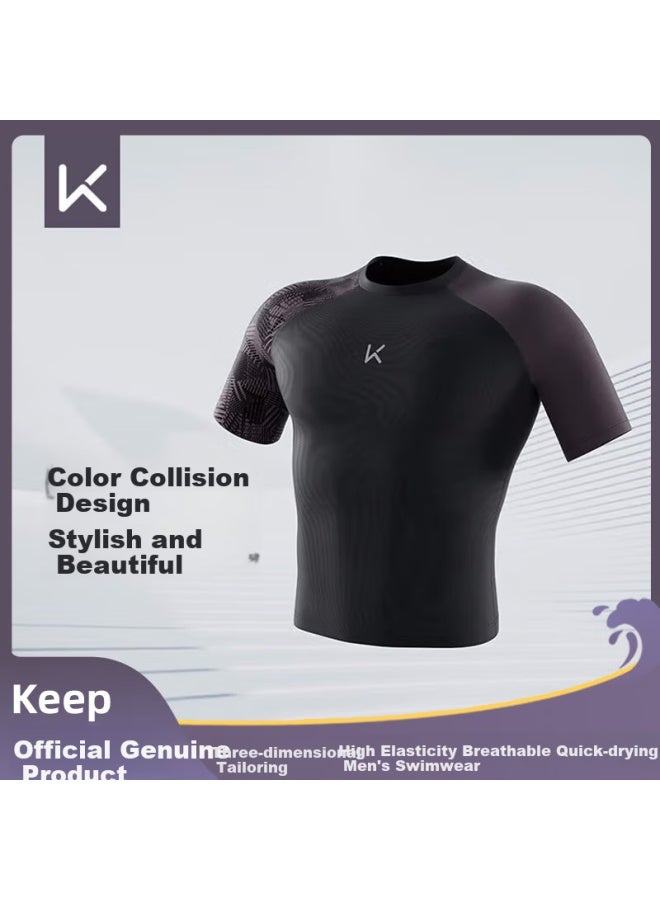 Keep Men's Swimwear, Surfing Suit, Hot Spring Comfortable Quick-dry Diving Swimsuit, Top, Printed, XL