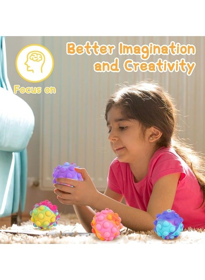 Pop Fidget Toys Its Ball Toy 4 PCS 3D Stress Balls It Pop Fidgets Pack Party Favors for Kids Toys Autism Sensory Toys Bulk Squeeze Toys Toddler Toys for Boys Adult Stress Relief Easter Basket Stuffers - Image 4