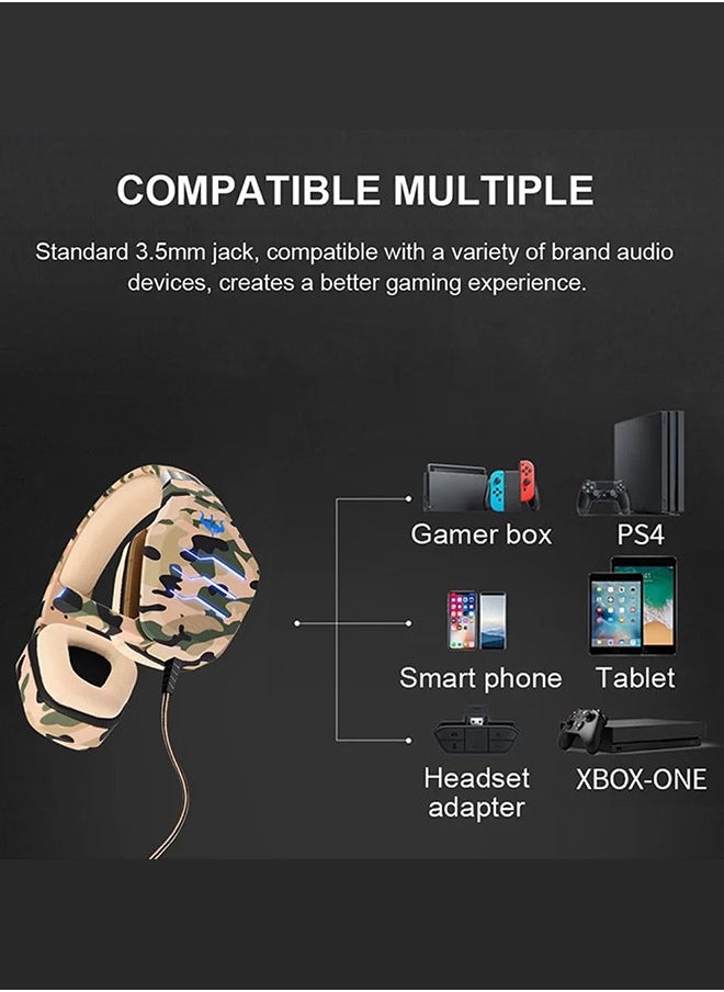 CATANES - Stereo Gaming Headset GP60M Wired Built-in Microphone and Noise Isolation 3.5mm Jack for Mobile, PS4, and Multi-Platform Gaming -  Camouflage - Image 1