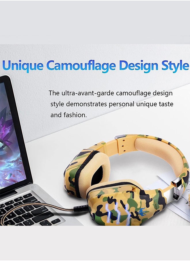 CATANES - Stereo Gaming Headset GP60M Wired Built-in Microphone and Noise Isolation 3.5mm Jack for Mobile, PS4, and Multi-Platform Gaming -  Camouflage - Image 1