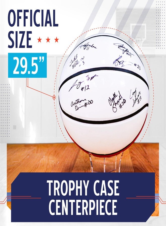 Murray Sporting Goods Autograph Basketball with Stand - Four Panel Signature Ready Display Memorabilia Autographic Basketball Regulation Size 29.5 inches - Image 3