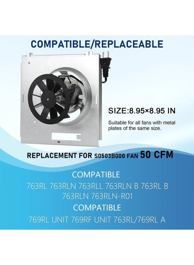 Motoasis 763RL Bathroom Fan 50 CFM S0503B000 for Nutone Replacement Motor,Compatible with Nutone 763RL 763RLN 763RLL 763RLNB 763RLN-R01 Bathroom Fan,Solve The Noise Problem of Old Nutone Bathroom Fans. - Image 2