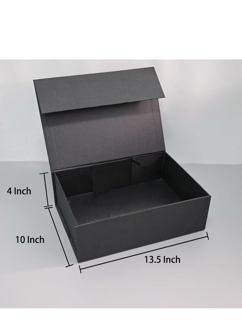 جوسكوين صندوق هدايا 13.5 بوصة × 10 بوصة × 4 بوصة صناديق هدايا سوداء كبيرة مع أغطية مغناطيسية صندوق هدايا فاخر لهدايا طلب الزواج يحتوي على بطاقة وشريط وحشو تغليف هدايا عيد الميلاد. - Image 5