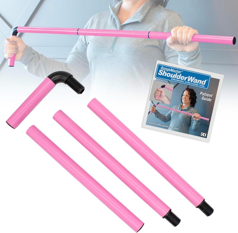 RangeMaster ShoulderWand Therapy Stretching Tool│Collapsible Stretching Bar│Physical Therapy Tool for Recovery and Increasing Motion (Pink) - Image 1