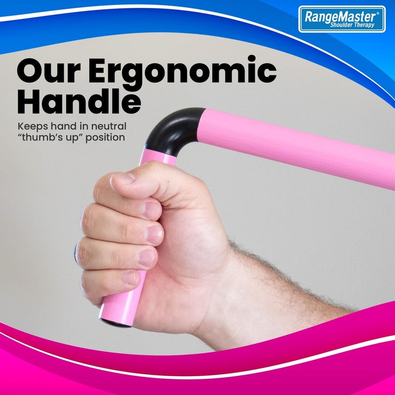 RangeMaster ShoulderWand Therapy Stretching Tool│Collapsible Stretching Bar│Physical Therapy Tool for Recovery and Increasing Motion (Pink) - Image 3