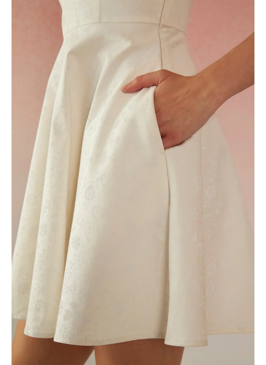 Virgio Virgio Satin Square Neck Fit and Flare Dress
