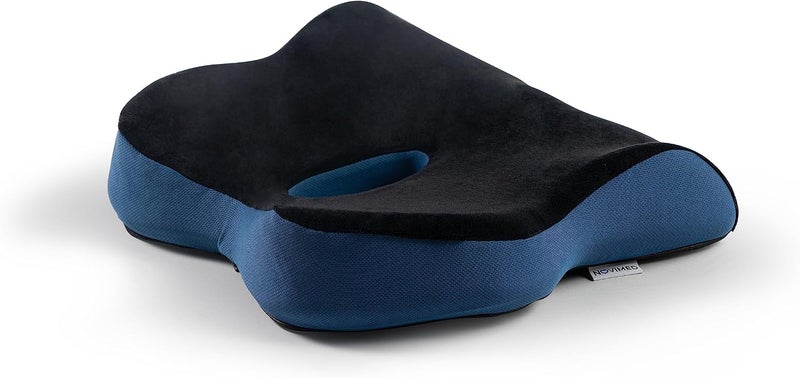 NOVIMED Memory Foam Chair Cushion - Ergonomic Support for Gaming, Car, and Office Chairs - Pain Relief for Sciatica, Back, Tailbone, and Hemorrhoids - Black & Blue - Image 2