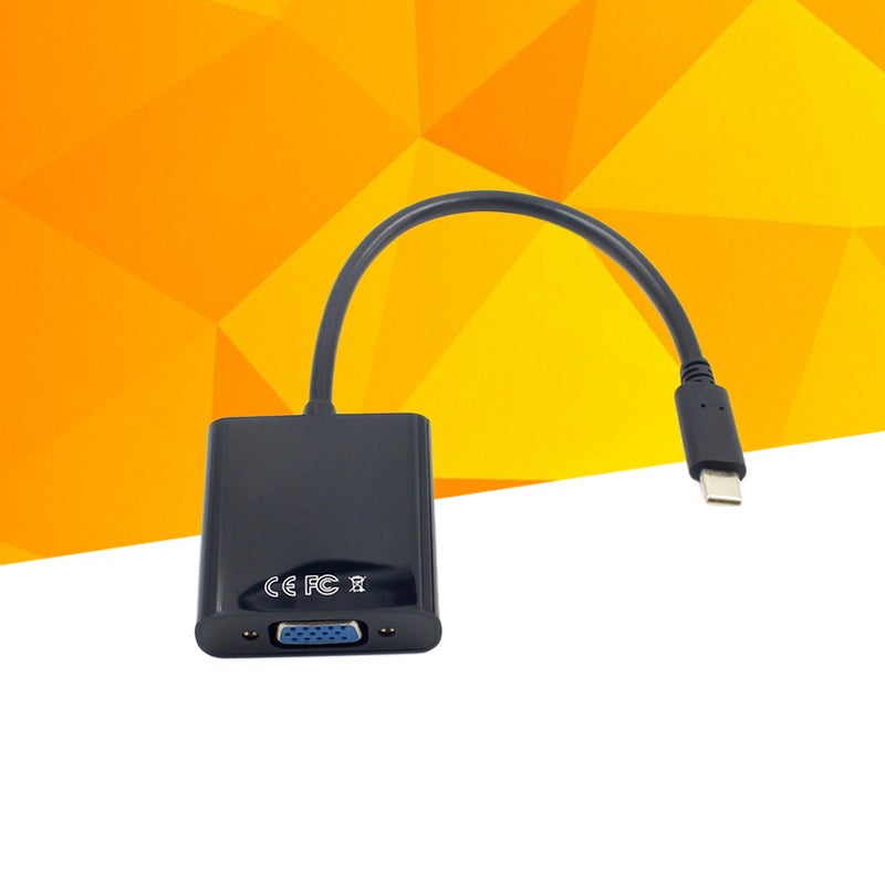 كابل محول USB 3.1 من النوع C ذكر إلى VGA أنثى بدقة Full HD 1080P للتلفزيون وجهاز العرض والشاشة (أسود) - Image 4
