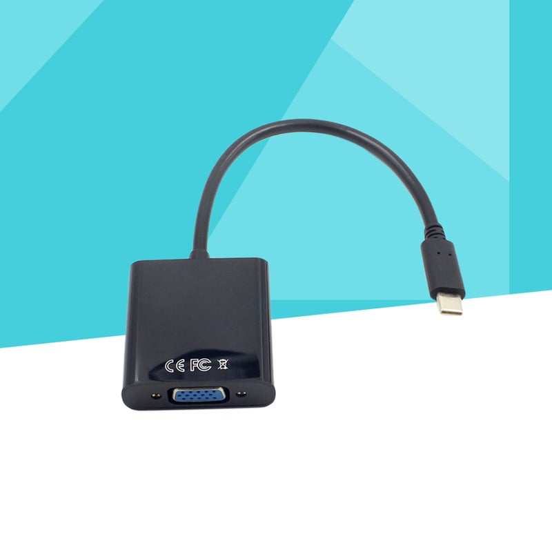 كابل محول USB 3.1 من النوع C ذكر إلى VGA أنثى بدقة Full HD 1080P للتلفزيون وجهاز العرض والشاشة (أسود) - Image 2