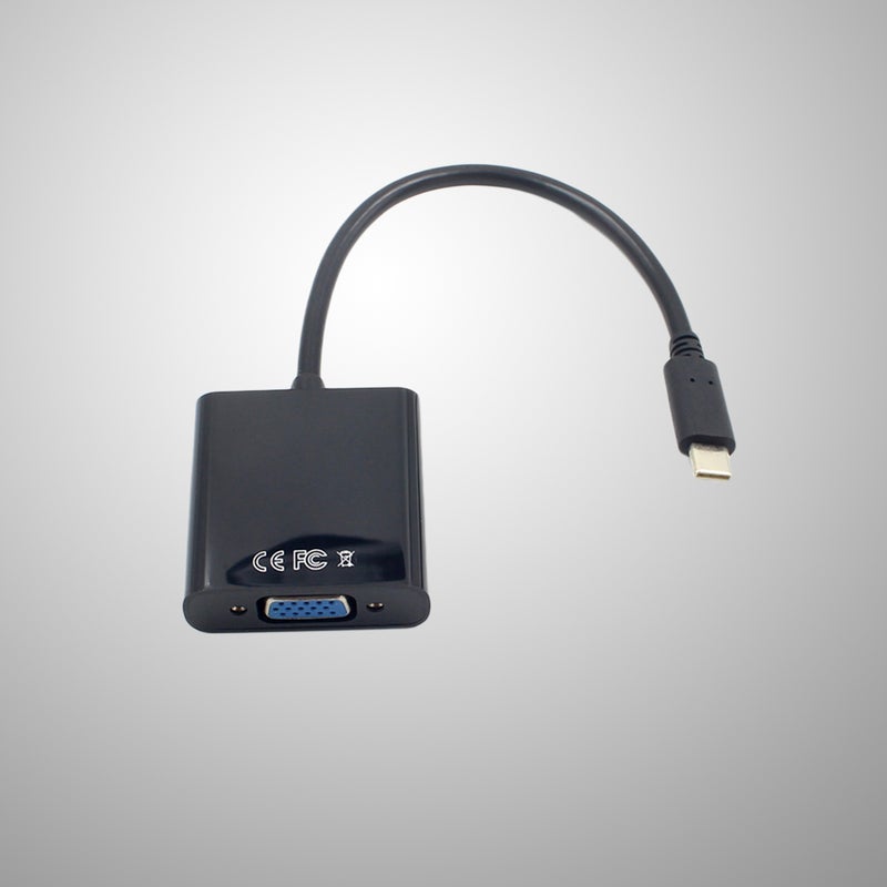 كابل محول USB 3.1 من النوع C ذكر إلى VGA أنثى بدقة Full HD 1080P للتلفزيون وجهاز العرض والشاشة (أسود) - Image 5