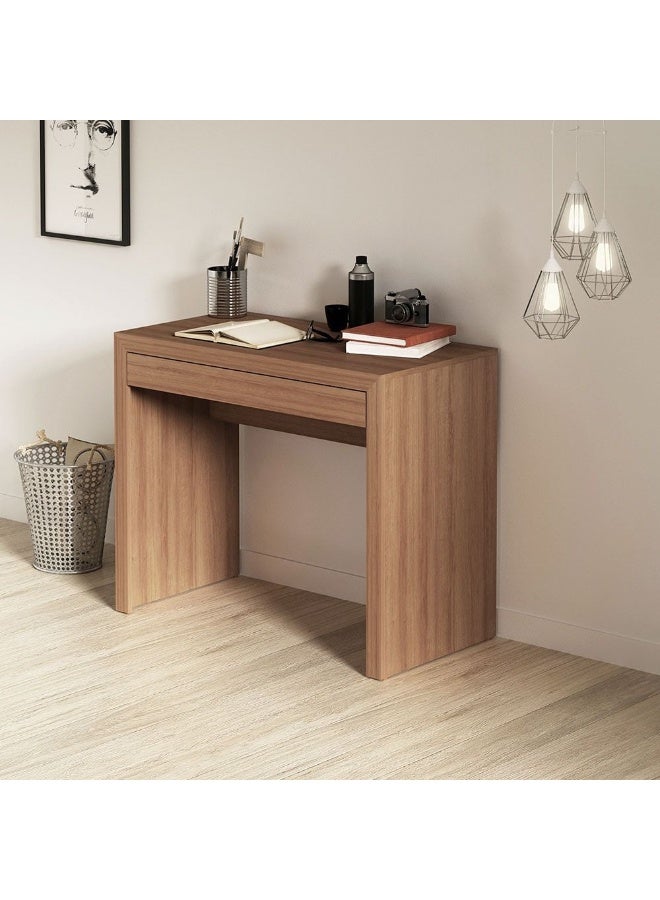 DANUBE HOME Franco Study Desk With 1 Drawer Computer Table Office Desk Workstation Modern Pc Laptop Gaming Table Wooden Study Table For Home Office L 90x46.5x74.5 Cm Brown - Image 1