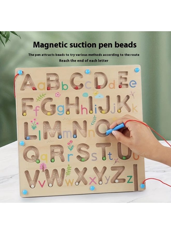 Magnetic Wooden Alphabet Beads Educational Toy Letter Double Sided Board for Hand Eye Coordination - Image 3