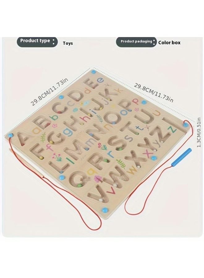 Magnetic Wooden Alphabet Beads Educational Toy Letter Double Sided Board for Hand Eye Coordination - Image 4