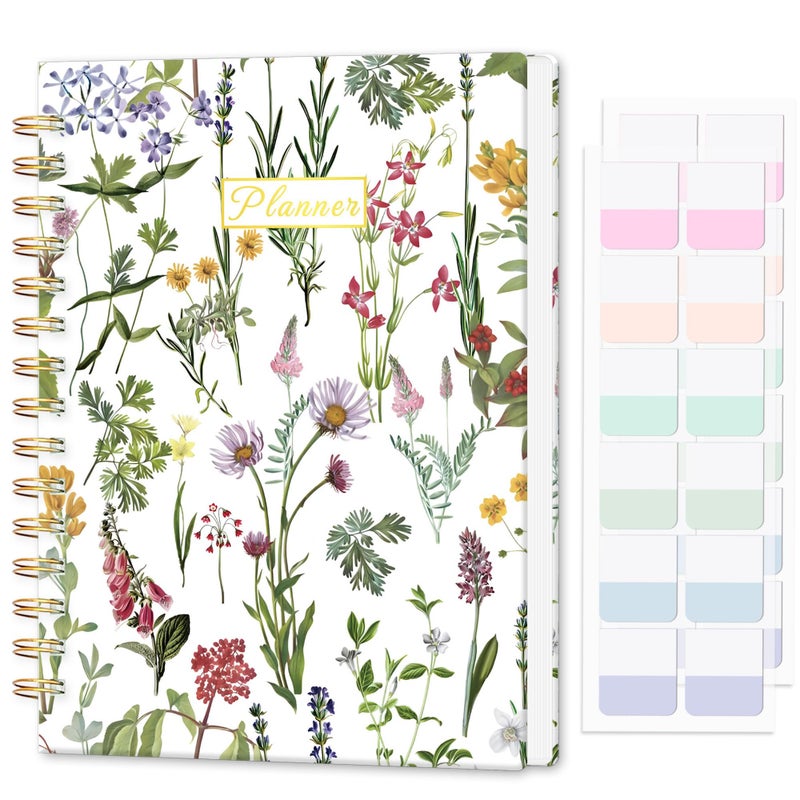 PIOOJK Undated Weekly and Monthly Planner â€“ 12-Month To Do List Notebook Organizer with Goal & Habit Tracker, Spiral Bound Productivity Journal Ideal for Work, School & Home, 6.5" x 8.5", Wildfloral - Image 1