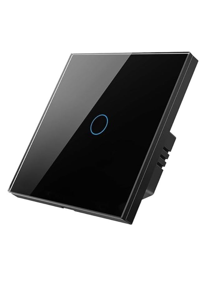 MOES Tuya WiFi Touch Switch – 1 Gang (Black) | No-Neutral/Neutral Support, Glass Touch Panel, App Control, Timer & Scene Automation - Image 1