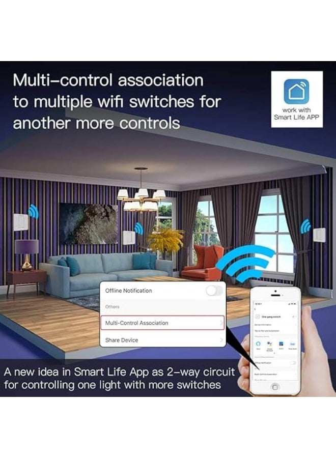 MOES Tuya WiFi Touch Switch – 1 Gang (Black) | No-Neutral/Neutral Support, Glass Touch Panel, App Control, Timer & Scene Automation - Image 3