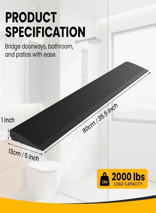 Boiarc Threshold Ramp for Doorways, Adjustable Rubber Wheelchair Ramp for Home Steps, Non-Slip Door Threshold Ramp for Wheelchairs, Walkers, Scooters & Carts, Heavy Duty Door Ramp for Entryways - Image 2