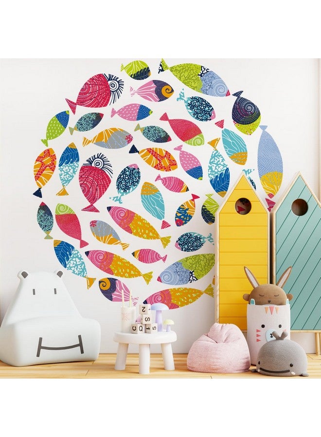 MEFOSS Under The Sea Wall Decals Peel and Stick Vinyl Ocean Fish Wall Stickers for Kids Bedroom Playroom Decals Wall Art Sticker Decor for Nursery Classroom Bathroom Colorful Fish - Image 1