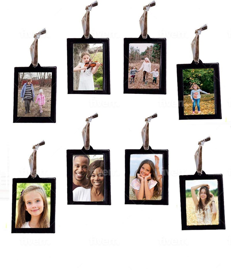 Klikel Hanging Picture Frame Ornaments - Set of 8 2x3 Black Hanging Photo Frame - Image 1