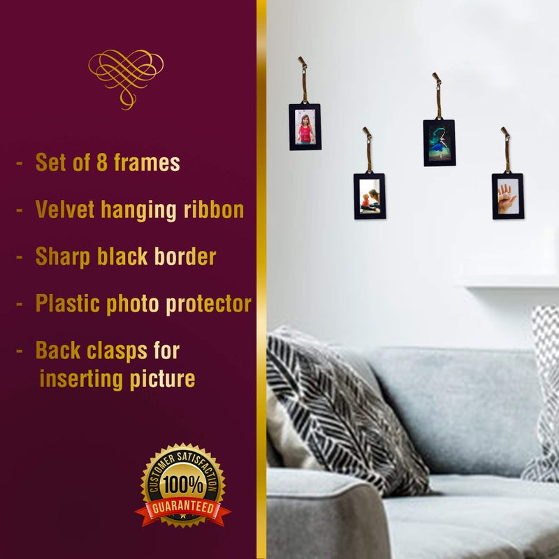 Klikel Hanging Picture Frame Ornaments - Set of 8 2x3 Black Hanging Photo Frame - Image 5