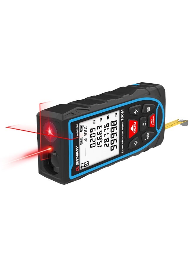 SNDWAY Portable Handheld Digital Laser Laser Rangefinder Tape Range Finder with M/in/Ft Unit Switching Backlit LCD Display Measure Distance Pythagorean Area and Volume - Image 3