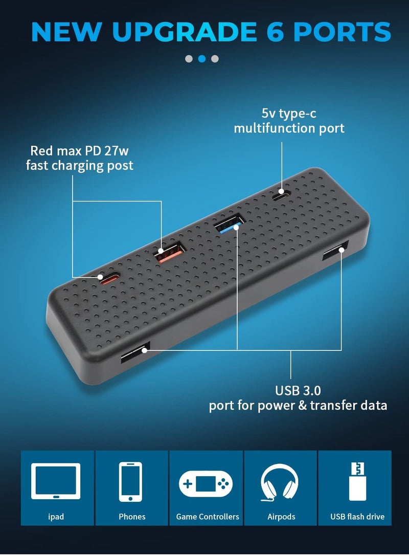 KASTWAVE 6 in 1 USB Hub Accessories Docking Station for Tesla 2021 2022 Model Y 3 , Car Accessories of Center Console Smart Sensor Provides Charging & Data Transfer for Smart Phones, Game Controller - Image 5