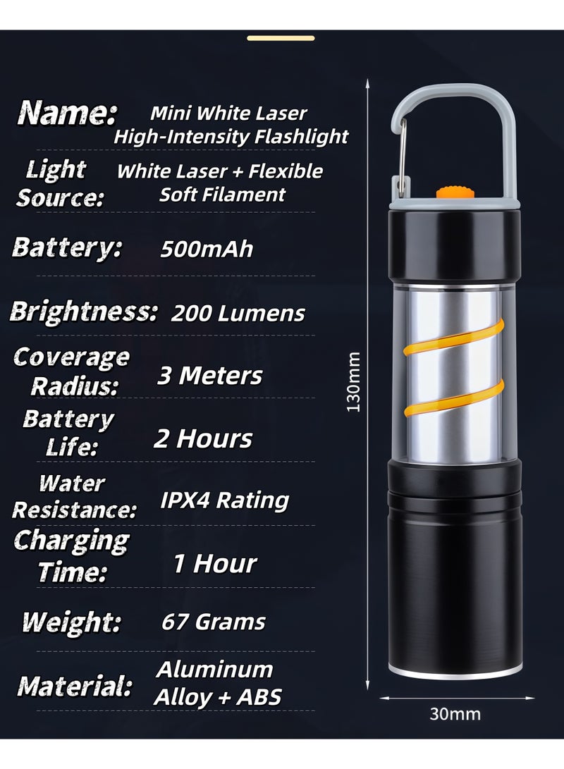 Multi-functional Flashlight,Rechargeable Camping Light,IPX4 Waterproof,Multi-functional Flashlight360° Illuminations for Outdoor Emergencys Lighting,Rechargeable LED Lantern Atmosphere Light Built-in Lithium Battery Small Size 2 Light Sources with 3 Lighting Modes Waterproof Design Long Working Time - Image 2