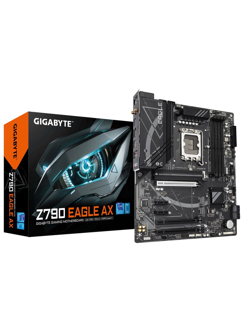 GIGABYTE Z790 Eagle AX LGA 1700 Intel Z790 ATX Motherboard with DDR5, M.2, PCIe 5.0, USB 3.2 Gen2X2 Type-C, Intel Wi-Fi 6E, 2.5GbE LAN, Q-Flash Plus, EZ-Latch - Image 1