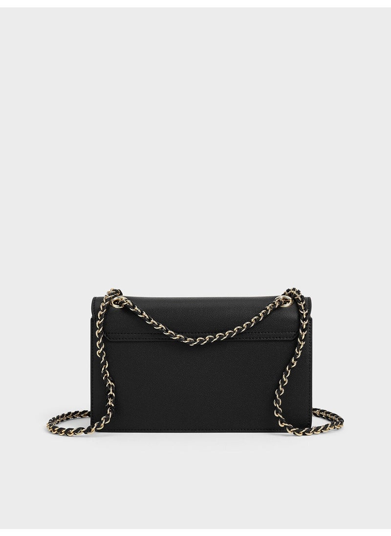 Charles & Keith Charles & Keith Everline Braided-Strap Shoulder Bag & Crossbody Bag for Women - Black  - Image 5