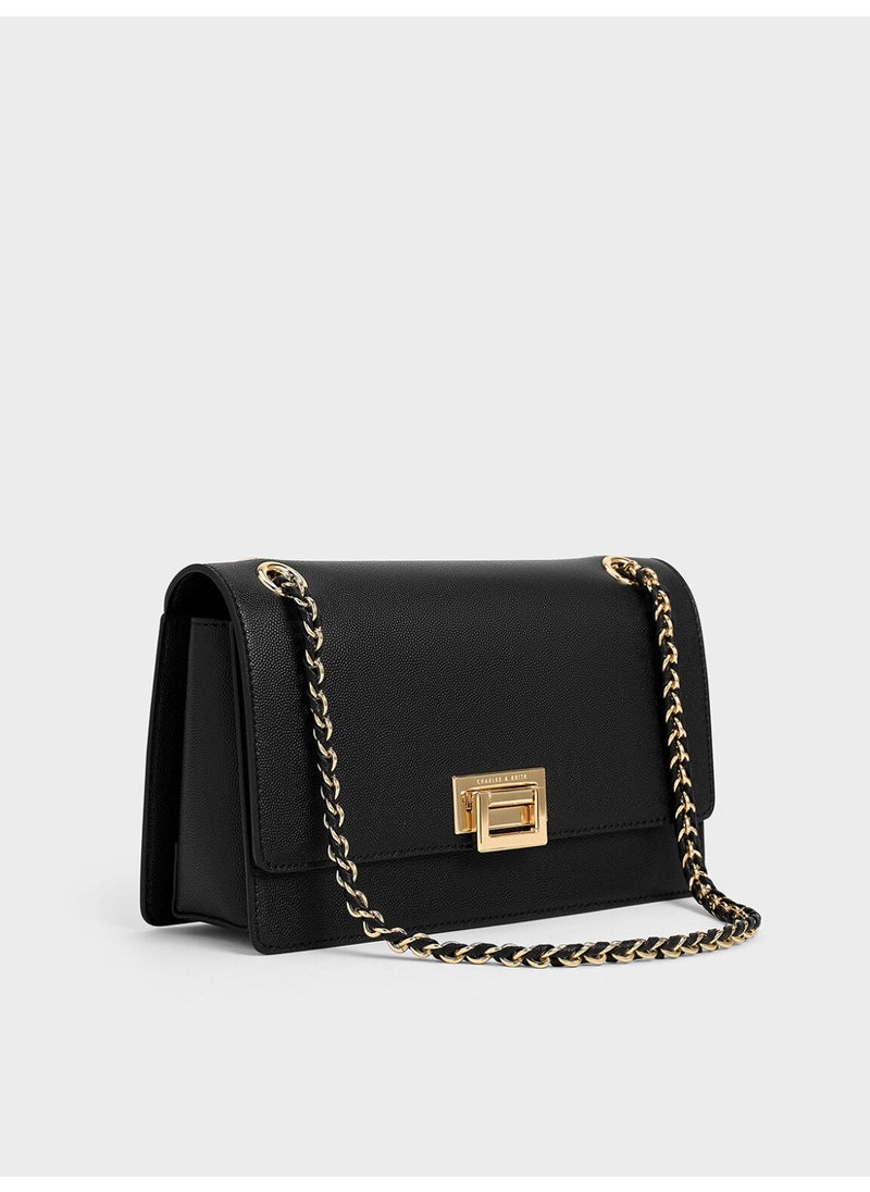 Charles & Keith Charles & Keith Everline Braided-Strap Shoulder Bag & Crossbody Bag for Women - Black  - Image 3