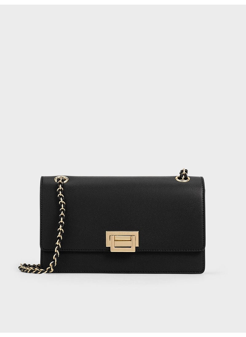 Charles & Keith Charles & Keith Everline Braided-Strap Shoulder Bag & Crossbody Bag for Women - Black  - Image 1