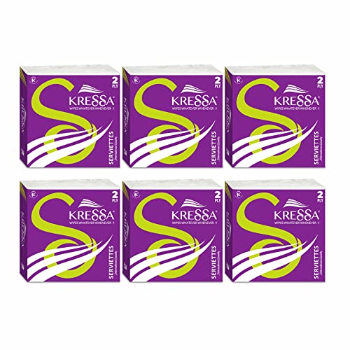 Kressa Tissue Paper Serviettes | Paper Napkins | Table Top Serviettes 2 Ply Pack of 6 (300 Serviettes) 100% Biodegradable - Image 1