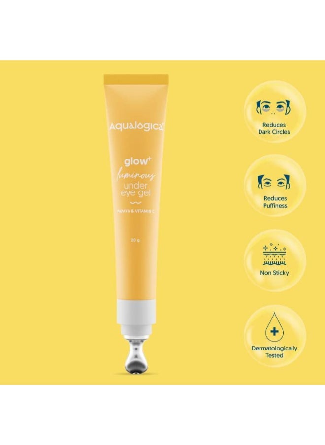 Aqualogica - Aqualogica Glow+ Luminous Under Eye Cream for Men & Women with Papaya & Vitamin C - Under Eye Gel for Dark Circles & Puffy Eyes -20g - Image 1