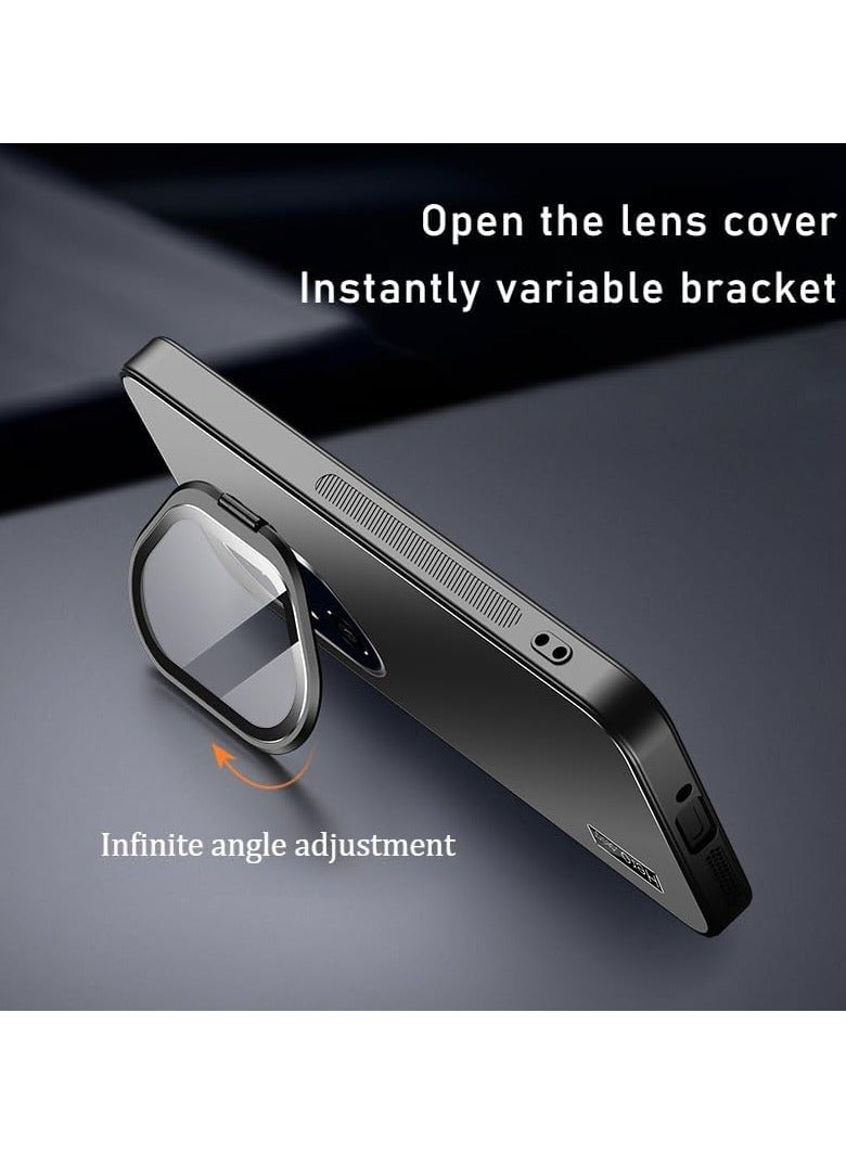 VKL Frosted Magnetic Case Compatible with Honor 300 Ultra, with Hidden Lens Bracket and Dual Protection for Screen and Lens, Seismic and Anti Fall Cover for Honor 300 Ultra (Black) - Image 2