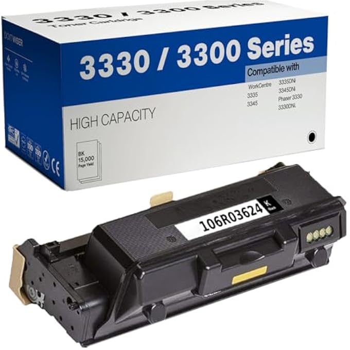 106R03624 COMPATIBLE XEROX WORKCENTRE 3335 3345 PHASER 3330 TONER - 106R03623-15,000 PAGES - Image 1